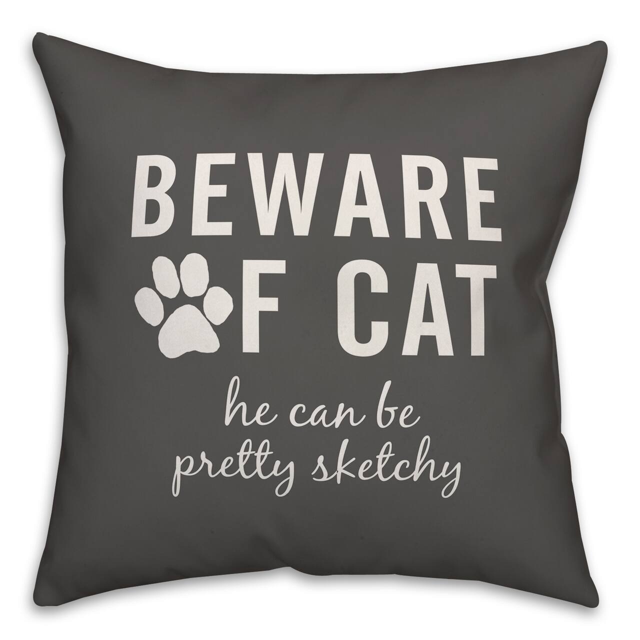Beware of Cat Throw Pillow